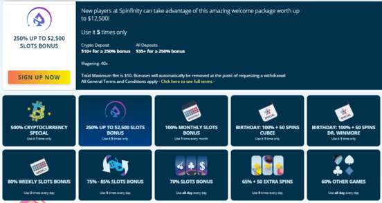 spinfinity bonus program