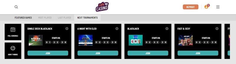 online tournaments at cafecasino