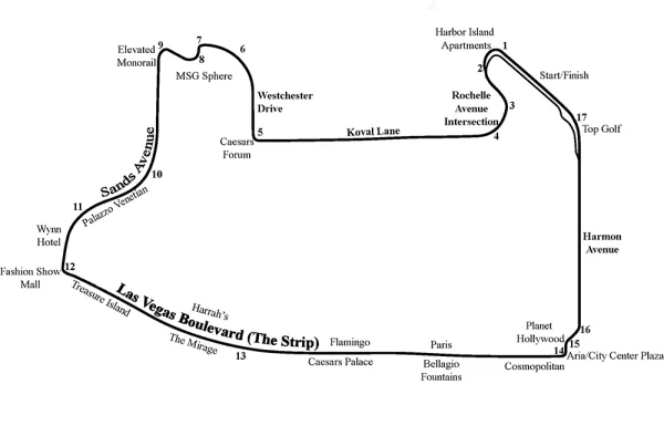 race map for las vegas formula one race