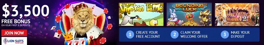 lion slots online casino banner