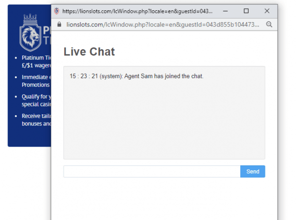 live chat support lion slots casino