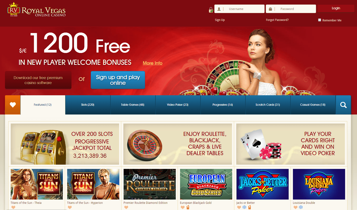 Royal Vegas Casino bonus screenshot