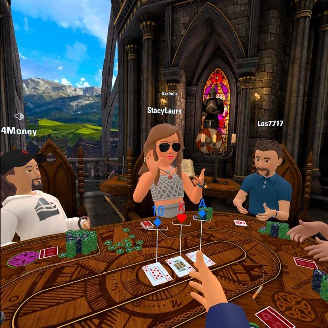 socializing while playing poker in VR